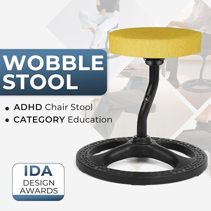 ADHD Chair for Kids, Yoga Chairs for Adults, Wobble Stool Active Flexible Seating Desk Chair with Non-Slip Base and Washable Seat Cover for Stability, Balance, Yoga, Office, School, Classroom