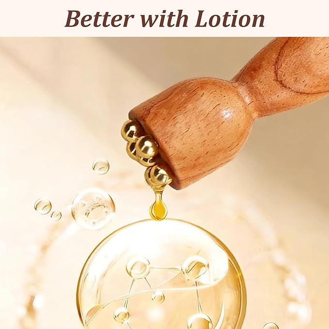 Facial Massage Tool Set 2pcs Sandalwood Eye Massager with 5 Copper Beads Wooden Facial Massage Tools Gua Sha Eye Massager Tool for Face Acupressure Head Massage Wood Therapy Manual Massage Tool
