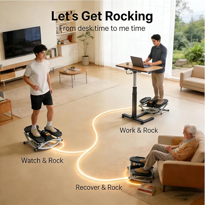 Rock Stepper Side to Side, Lateral Rocking Fitness Stepper, Home Exercise Machine with Digital Display and Time Tracking, Ideal for Leg, Glute, and Abdominal Workouts