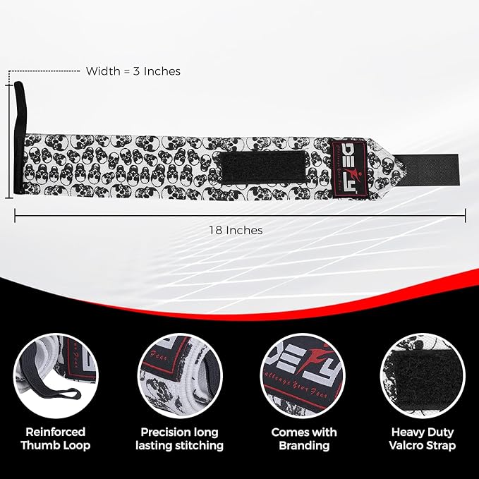 DEFY Fitness Wrist Wraps 18" Professional with Thumb Loops- Premium Quality, Strong Fastening Straps- Men & Women – Best for Weightlifting, Powerlifting,Strength Training