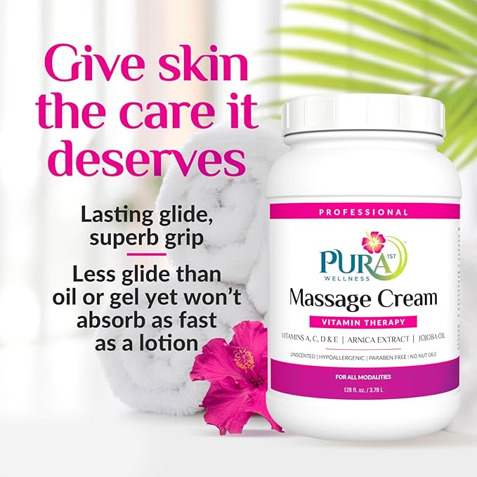 Vitamin Therapy 1 Gallon Massage Cream, Vitamin E, Professional, Massage Therapy, Deep Tissue, Unscented, Hypoallergenic, Natural Ingredients, Skin Hydrating, Moisturizing, Muscle Relief