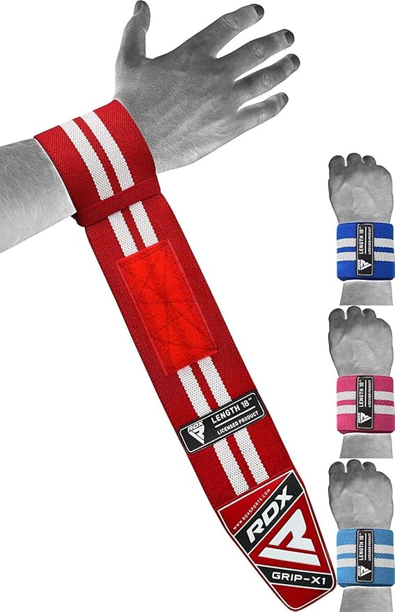RDX Weight Lifting Wrist Support Wraps, 36” 24” 18” Professional Grade Elasticated Cotton Straps, Gym Fitness Workout Strength Training Bodybuilding Powerlifting Deadlifting Calisthenics, Men Women