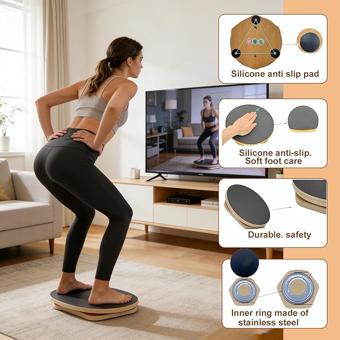 Ab Twister Board for Exercise,12 inch Waist Twisting Disc,Wood Waist Twisting Disc,Full Body Toning Workout,for Slimming and Strengthening Abdominal & Stomach Exercise Equipment