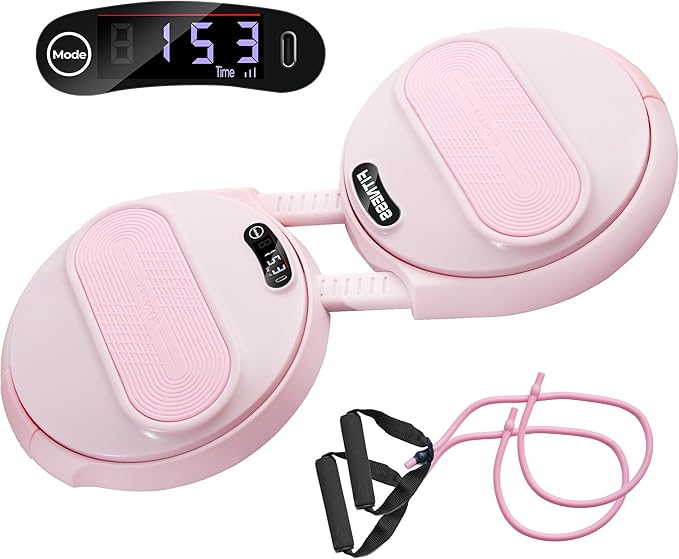 Waist Twisting Machine Exercise - Ab Twister Board MAX 300LBS | Intelligent Counting Lap & Calorie & Time, with 2 Resistance Bands | 3 Adjustable Distances to Suit Different Exercise Needs