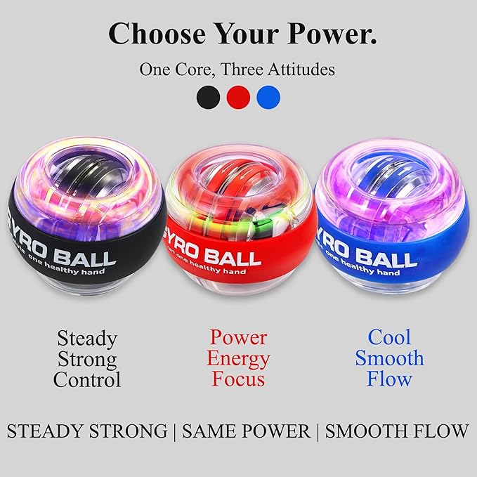 Torque Ball Auto-Start Gyro Ball – Easy Wrist Exercise Ball for Hand Grip, Finger Coordination & Forearm Training (Great for Seniors & Beginners)