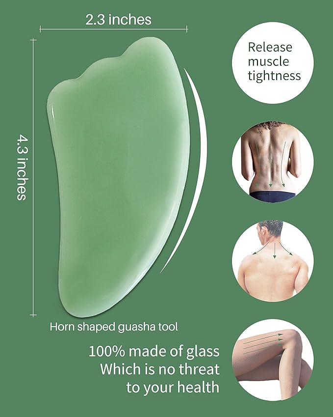 MoHern Gua Sha Massage Tools, 4 Pcs Gua Sha Tools of Multi-Shapes, Guasha Scraping Massage Tools for Face and Body (Light Green)