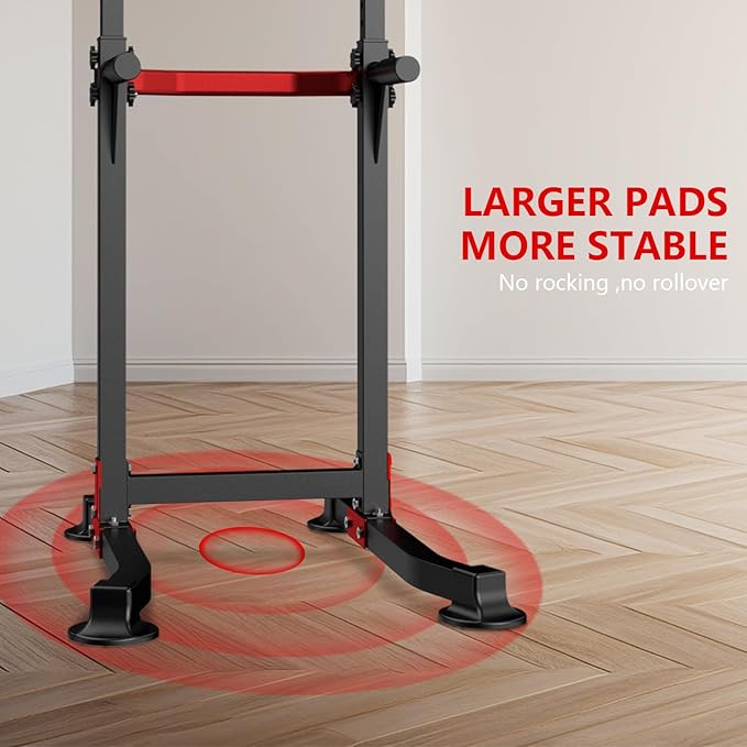 ZENOVA Pull Up Bar Dip Bar Squat Rack Workout Dip Station Height Adjustable Free Standing Chin Up Bar