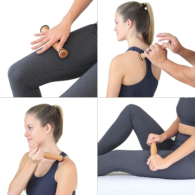 Body Back Foot and Body Roller Bundle - Wooden Foot Massager and Body Roller for Plantar Fasciitis, Cellulite Reduction, and Stress Relief