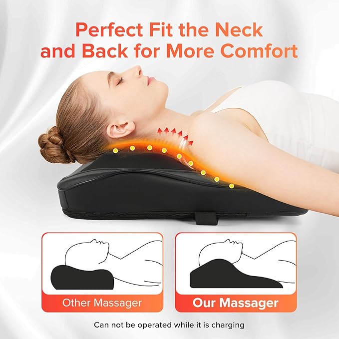 AERLANG Cordless Neck and Back Massager with Heat, 3D Shiatsu Kneading Pillow, 4 Massage Nodes & Bi-Directional Deep Tissue Massage for Neck/Shoulders/Back, Ideal Gift for Women & Men