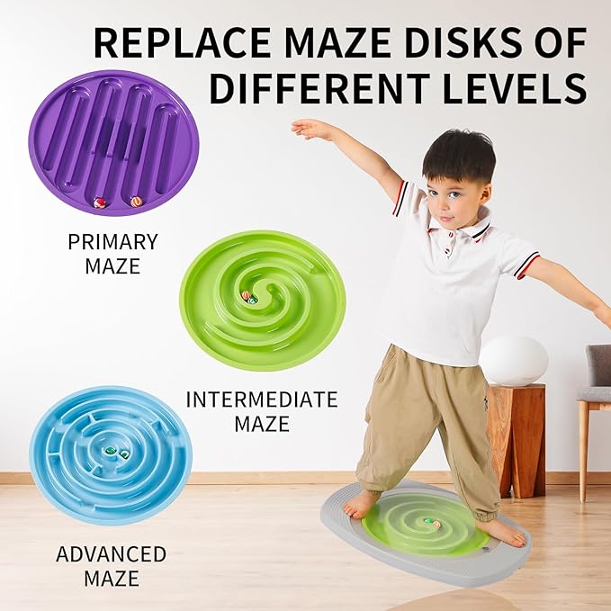 Balance Board for Kids, Toddler Balance Board Maze, Wobble Board with 6 Colored Balls,3 Replacement Labyrinth Boards, Balancing Board Physical Therapy for Sensory Training