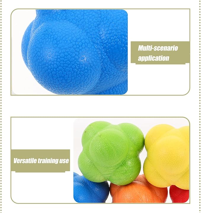 5pcs Hexagon Reaction Balls Set, High-Difficulty Rubber Agility Training Balls for Reflex and Coordination, Multi-Color Fitness Sport Tools for Speed and Wrestling Training
