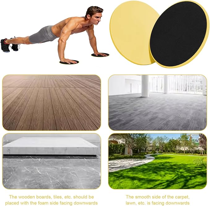 17.5cm/6.89In Round Core Sliders for Working Out,Set of 4 Exercise Core Pilates Sliders,Floor Foot Slider for Exercise 2 Color