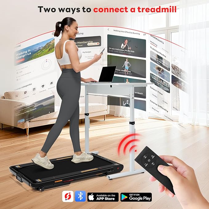 Sperax Walking Treadmill Pad with APP, 3 in 1 Under Desk Treadmill, 400W Low Noise Walking Vibration Pad with Remote Control,Portable Treadmills for Home Office