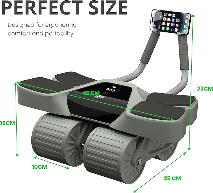 2026 New 4-Wheel Abdominal Roller with Elbow Support : Latest Upgraded High-Performance Exercise Machine With Automatic Rebound, Multi- layered Anti-Slip Design with Calorie Counting LCD Screen