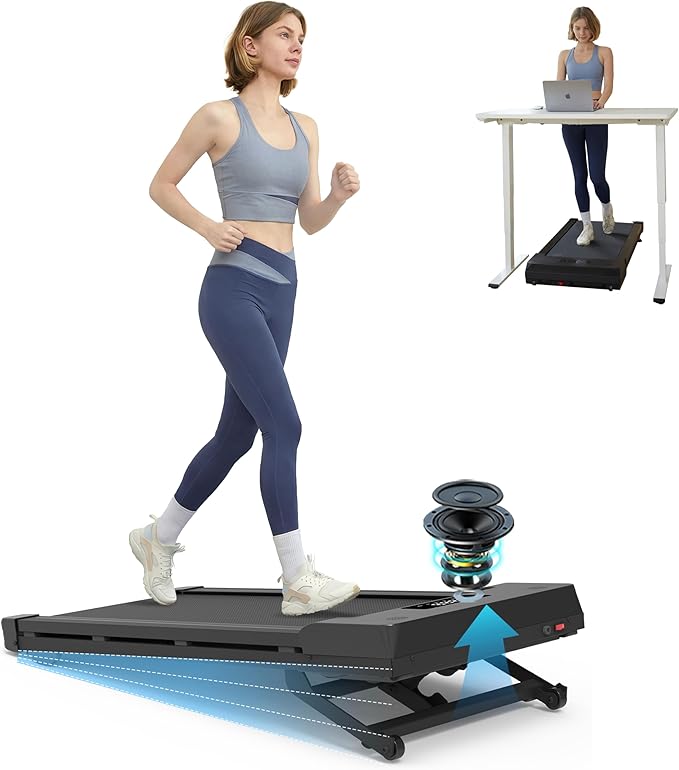 Walking Pad Treadmill with 12% 9-Level Auto Incline, 450 lbs Capacity Bluetooth Speaker Under Desk Treadmills for Home Hiking, 5 MPH