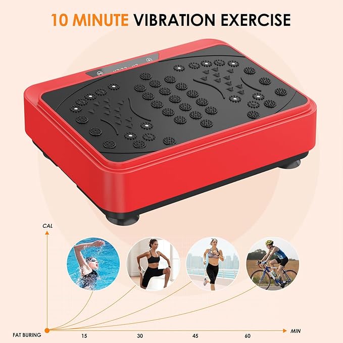 Vibration Plate Exercise Machine, Vibration Plate for Lymphatic Drainage with Remote Control & LCD Display, Vibration Platform with Fitness Resistance Bands for Women Men Weight Loss, 500lbs