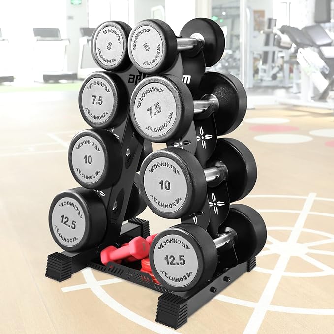 Dumbbells Rack Weight Stand (Rack Only), 13GA Steel Constructed,Max Support 570lbs, 4 Tier Compact Design