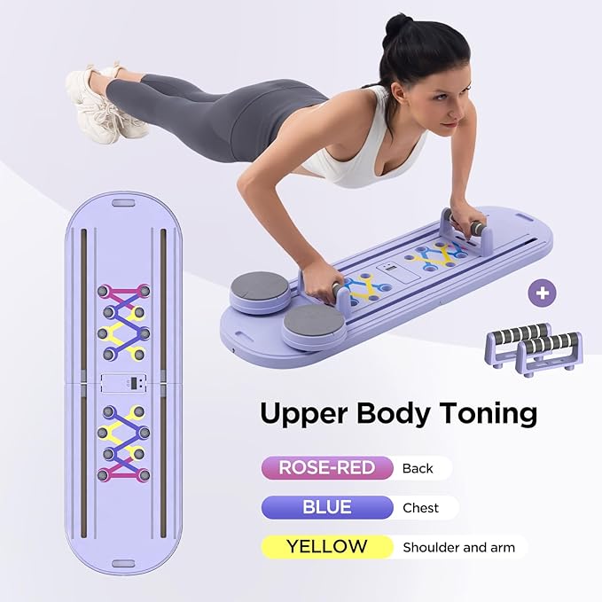 Pilates Board, Portable Pilates Reformer Equipment with Timer, 7-in-1 Foldable Pilates Machine for Home Workout, Multi-Purpose Pilates Equipment at Home, Office