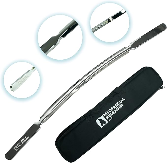 Crescent Bar Muscle Scraper Tool – 304 Stainless Steel Wide IASTM & Bodywork Scraping Instrument with Dual-Hand Grip for Larger Muscle Groups, Ergonomic Shape for Massage Techniques