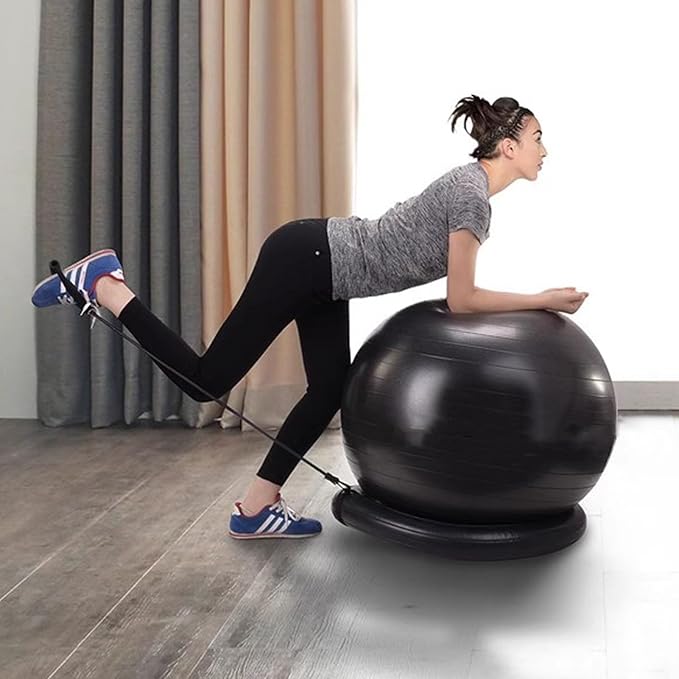 Exercise Ball Chair with Anti-Slip Stability Base, 55/65/75cm Anti-Burst Balance Ball for Office Use, Gym, Pilates, and Yoga, Perfect for Pregnancy and Childbirth.