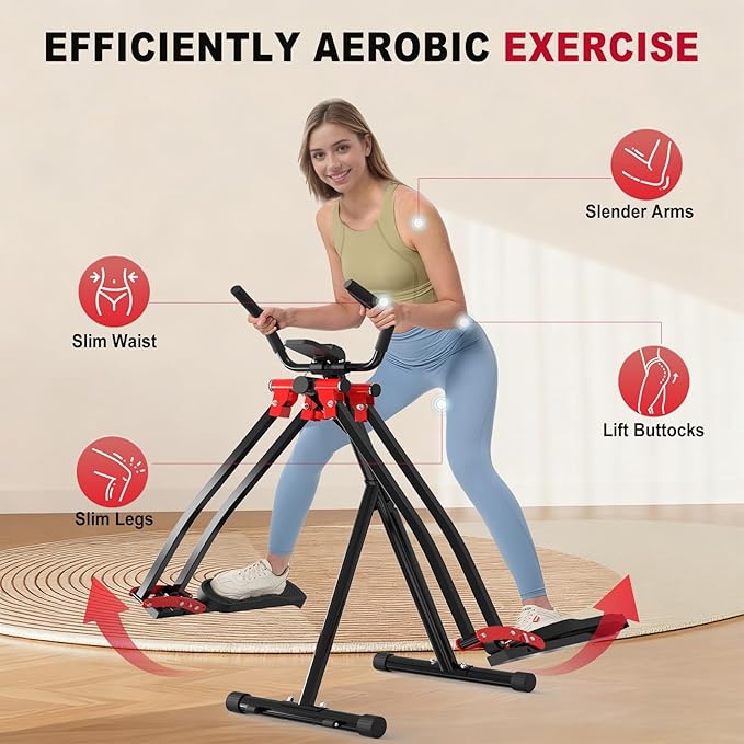 HOTWAVE Space Walker Exercise Machine - Air Walker Elliptical Trainer for Home Use, with Foldable Design for an Aerobic Stepper and Cross Trainer Glider Exercise Machine for Men and Women