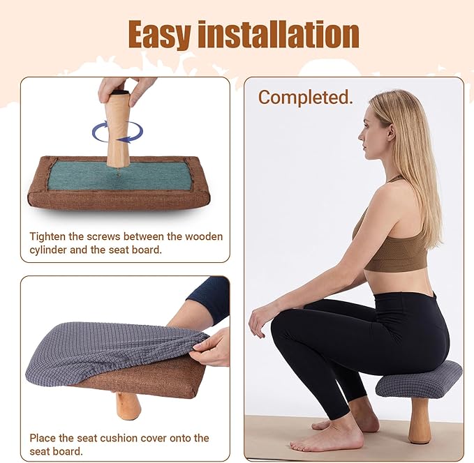 Meditation Bench - Yoga Bench,Wooden Zen Meditation Stool Kneeling Bench for Mindfulness Practice Tea Ceremony and Relaxation Ergonomic Design for Comfort and Support Househol (Blue)