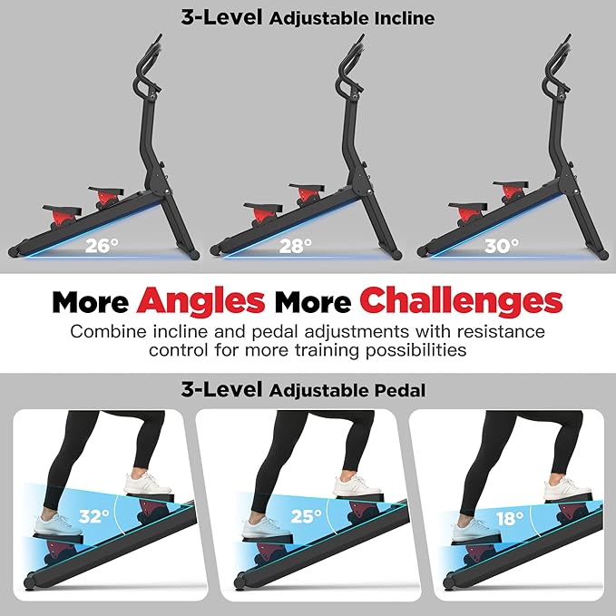 Magnetic Stair Stepper for Home,Vertical Climber Adjustable Resistance Up to 77LBS,Folding Compact Cardio Stair Climber with 350LBS Weight Capacity,19''Extended Stride