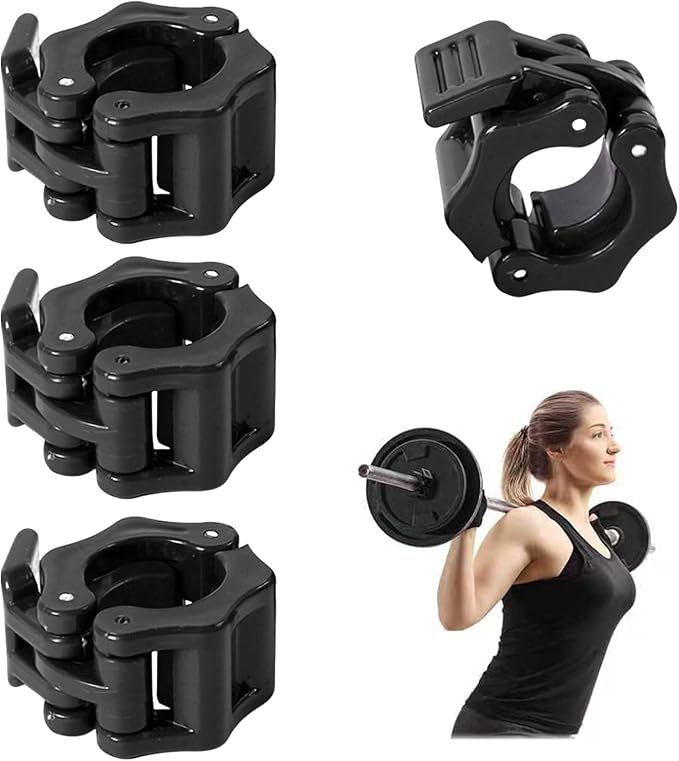 4 Pack Dumbbell Barbell Clamps 30mm, Quick Release Weight Bar Collars, Secure Locking Barbell Clips for Weightlifting, Workout, Strength Training & Fitness Accessories