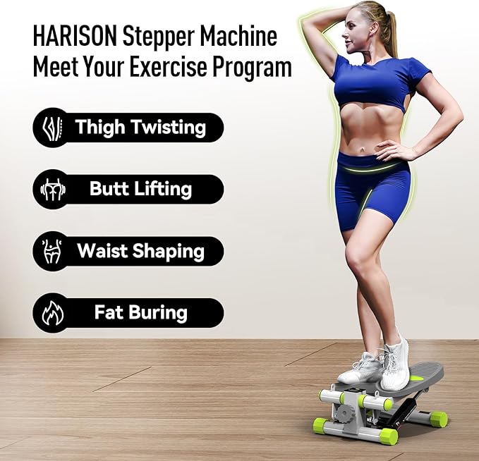 HARISON Mini Steppers for Exercise, Stair Stepper with LCD Monitor 300LBS Capacity, Portable Under Desk Stepper for Home Workout