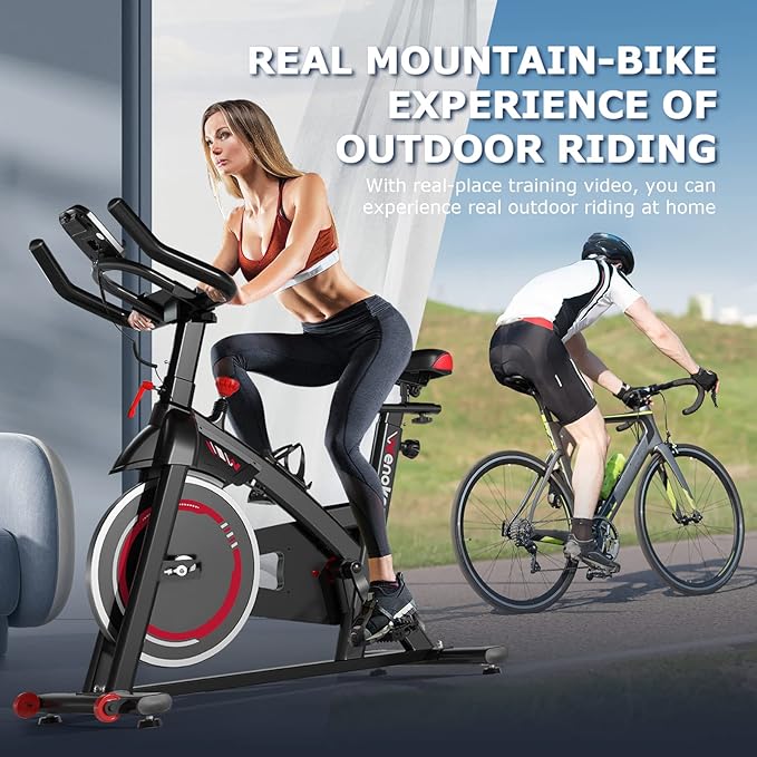 Exercise Bike, WENOKER Stationary Bike for Home, Indoor Bike with Silent Belt Drive, Heavy Flywheel, Comfortable Seat Cushion and Upgraded Digital Display