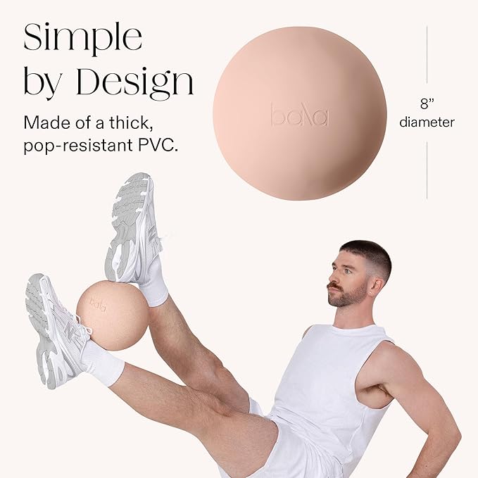 Bala Pilates Ball, Non-Weighted Exercise Ball - Small 8" Yoga Ball for Barre, Stretching, Strength & Core Training - Workout Accessory with Mini Pump for Home Gym & Fitness Routines - 100% PVC
