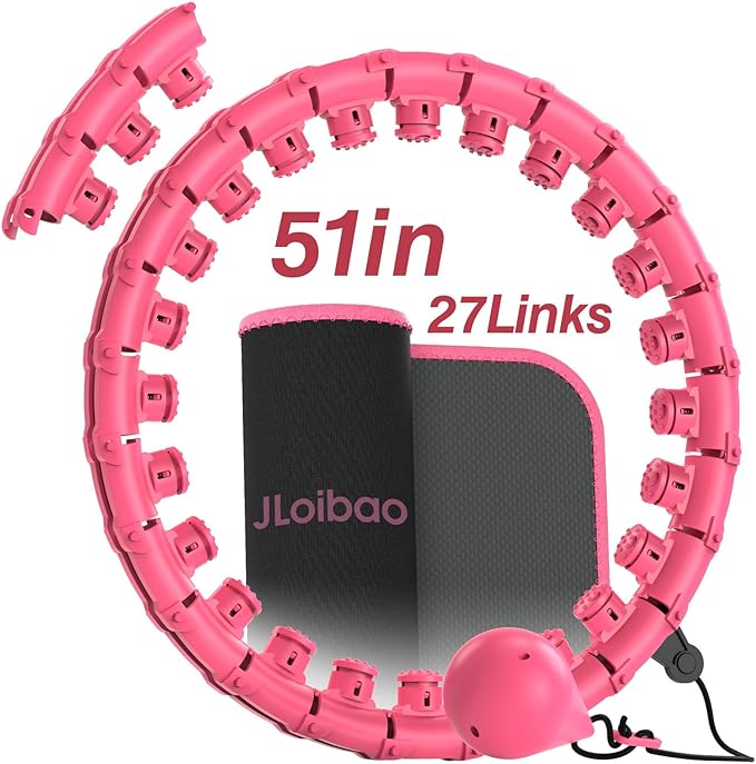 Weighted Hula Circle for Adults Weight Loss, Infinity Fitness Hoop Plus Size 51 Inch with Sweat Belt, Include 27 Detachable Links and Waist Trainer for Women