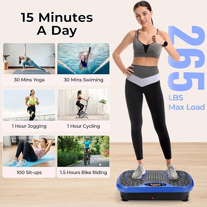Arlopu 3D Vibration Plate Exercise Machine, Full Body Workout Vibration Platform for Weight Loss & Lymphatic Drainage, Shake Fitness Platform with Loop Bands for Women Men