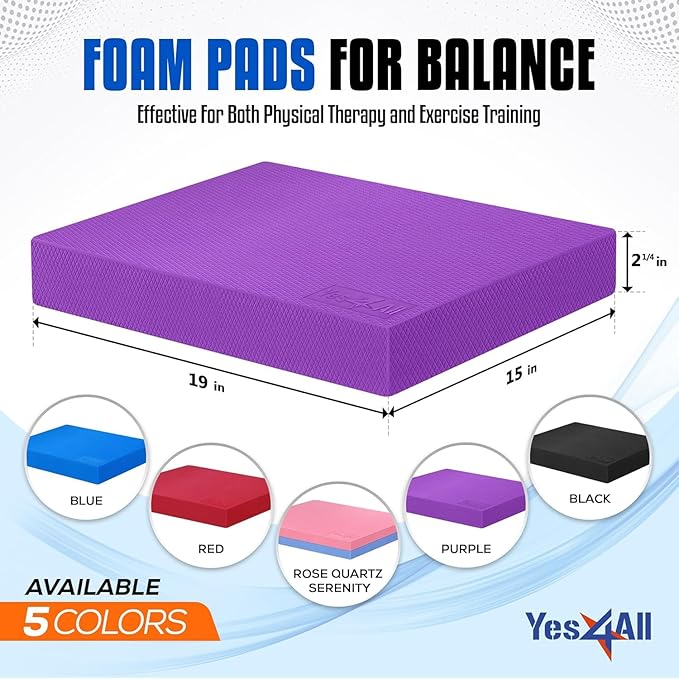 Yes4All Wood Slant board & Balance board (2in1) + Balance Pad XL Purple Physical Therapy, Yoga & Stability Training Balance Mat