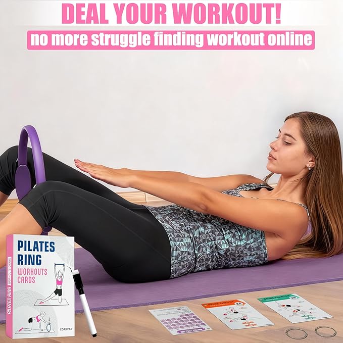 Pilates Ring Fitness Circle for Women - 15 Inch Magic Fitness Circle for Toning Inner & Outer Thighs, Bonus Pilates Equipment Thigh Master Guide.