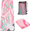 Yoga Mat Towel Cover with Large Corner Pockets, Non Slip Grip Microfiber Mat Cover Mat for Hot Yoga, Pilates and Gym Workout, 70" L x 26" W, Pink