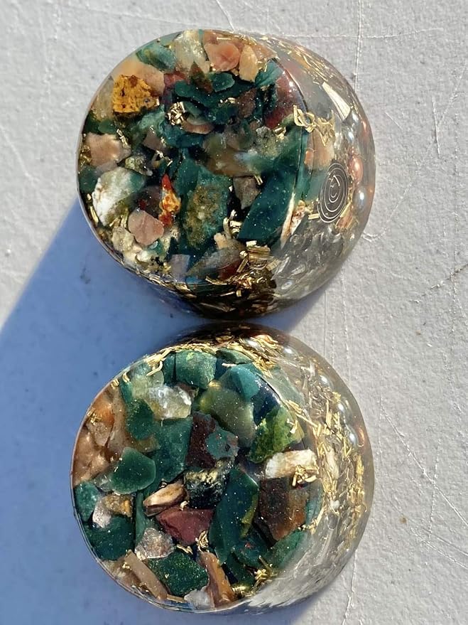 Blood Stone Orgone Generator Energy Accumulator 528Hz/7.83Hz/Advance Harmonics Many Beautiful Ingredients and Colors! (Blood Stone)