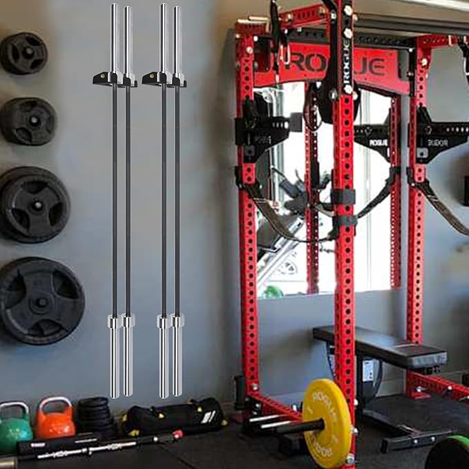 Heavy Duty Olympic Barbell Hanger,Vertical Barbell Mount Rack,Black Powder Coated Garage Gym Bar Wall Rack Space Saving Bar Holder Suitable for for Home, Commercial, Garage Gym