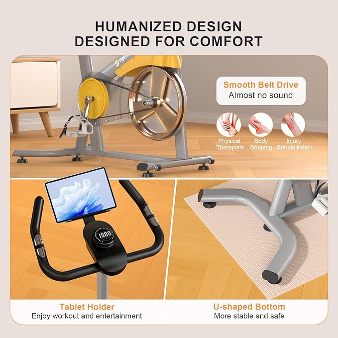 Exercise Bikes for Home,Spin Bike with Adjustable Magnetic,Brake Pad Resistance Silent Belt Drive,350lbs/300lbs Weight Capacity &Upgraded Version Seat for Home Cardio&Weight Loss(QM-530W)