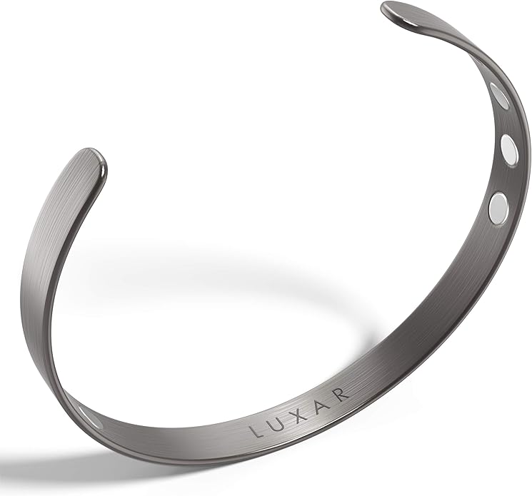 LUXAR Men's/Women's Magnetic Therapy Bracelet | Solid Titanium or Solid Copper | Sophisticated Solid Titanium Bangle with Rare-Earth Neodymium Magnets