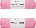 Eunzel 2 Pack Hot Yoga Towel, Non-Slip Yoga Mat Towel with Grip Dots Stickyfiber Sweat Absorbent Towel for Hot Yoga, Pilates and Workout 72" x 24", Pink