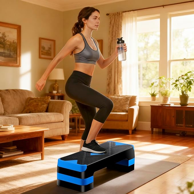 HomGarden Adjustable Workout Aerobic Stepper in Fitness & Exercise Step Platform Trainer Stepper w/Risers Adjust 4"-6''-8''