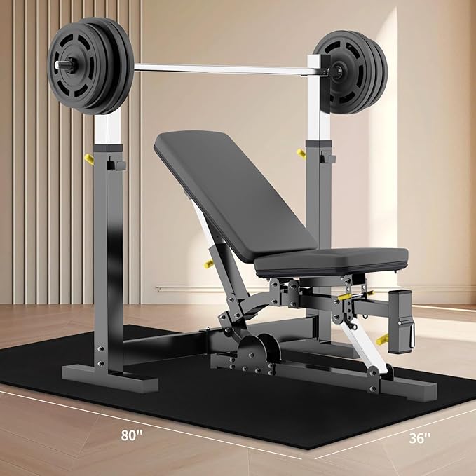 Treadmill Mat for Hardwood Floors - 100% Recycled Rubber Mat for Home Gym Flooring, Durable Workout Fitness Mats, Walking Pad Exercise Bike Equipment Mat, Non-Slip