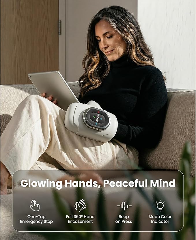 BOB AND BRAD Hand Massager with Heat and Compression, Individual Fingers, FSA-HSA Eligible, Cordless Portable HandSpa Pro Hand Massager for Arthritis and Carpal Tunnel, Pain Relief, 5 Intensities