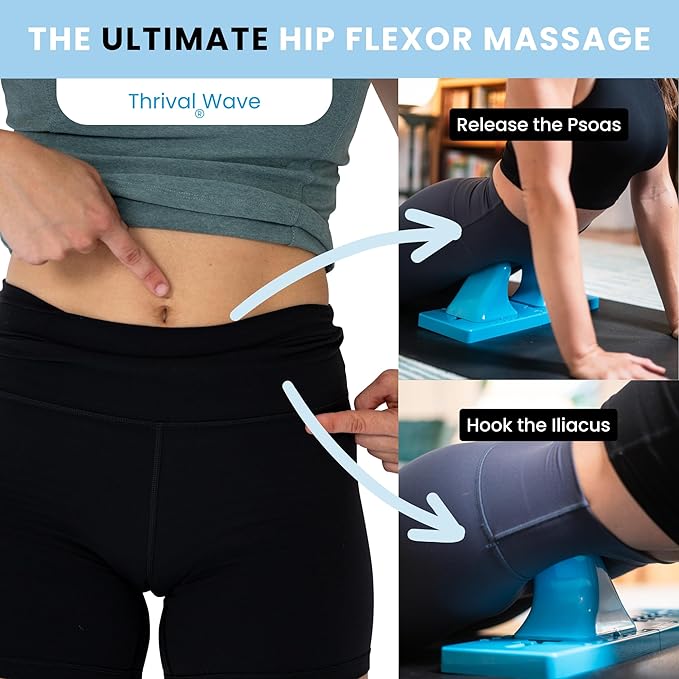 Thrival Wave - Fully Adjustable Psoas, Back and Hip Flexor Muscle Release Tool for Deep Tissue, Trigger Point Massage (Blue) – Made in USA