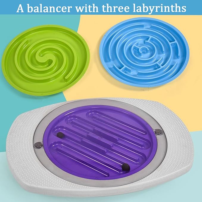 Balance Board Maze,Swing Maze Balance Board with 3 Interchangeable Turntables and 2 Balls for Exercise,Physical Therapy and Recreation