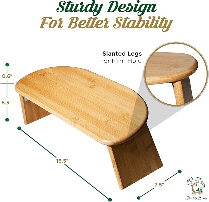 MONK & LLAMA Monk & Llama Meditation Bench Black- Foldable, Ergonomic, Bamboo Kneeling Stool— Perfect Seiza Bench Meditation Stool Chair for Prayer & Travel - Deeper & Enjoyable Sessions