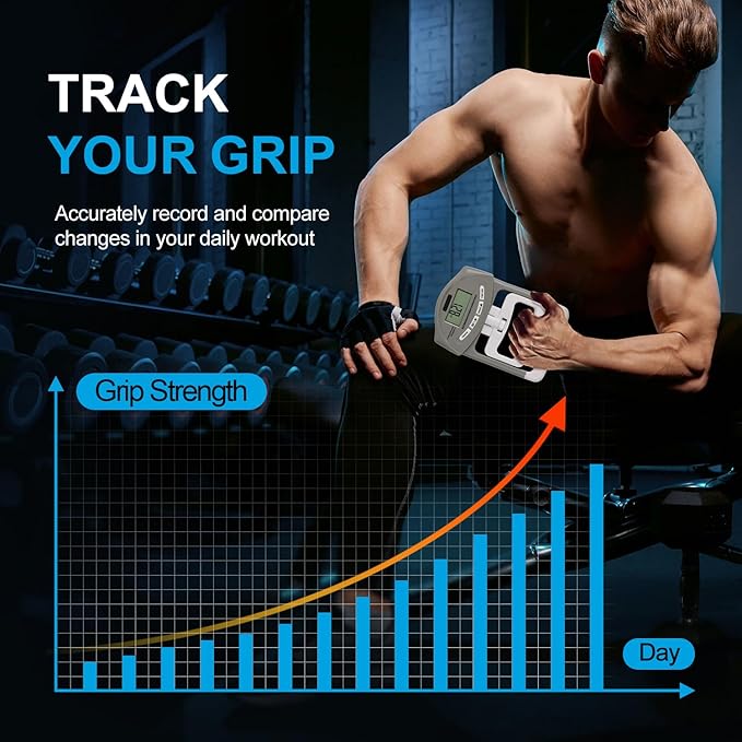 Handeful Grip Strength Tester Trainer - Dynamometer Handgrip Measurer Meter, Handheld Strengthener Exerciser for Sports, School, and Home Use