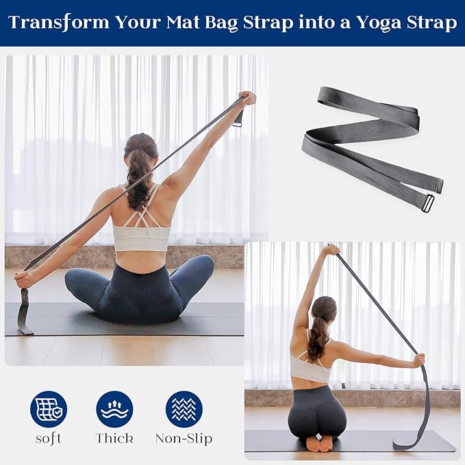 Tumaz Yoga Mat Bag | Padded Adjustable Shoulder Strap | Fits Up to 26" Mats | Multi-Pocket Storage for Essentials | Heavy-Duty G-Hook Closure | Lightweight & Durable for Yoga, Pilates & Fitness