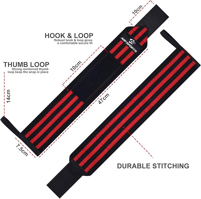 AQF Wrist Wraps for Weightlifting - USPA & IPL Approved 18" Gym Wrist Support with Thumb Loop - Heavy Duty Lifting Wrist Straps for Fitness, Workout, Powerlifting, & Bodybuilding (Pair)